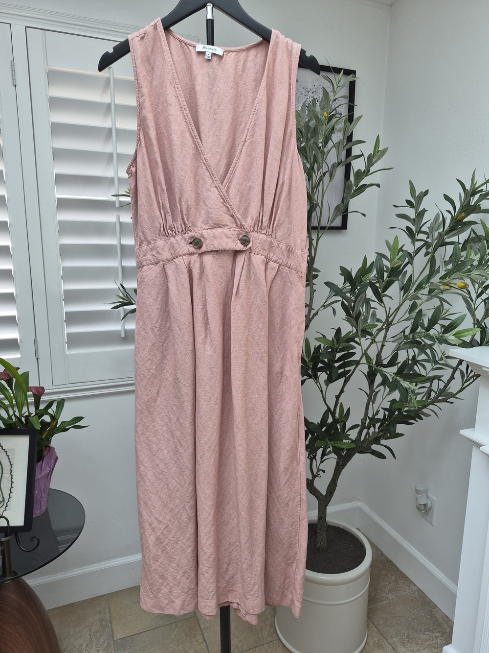 Madewell Dusty Pink Sleeveless V-Neck Maxi Dress